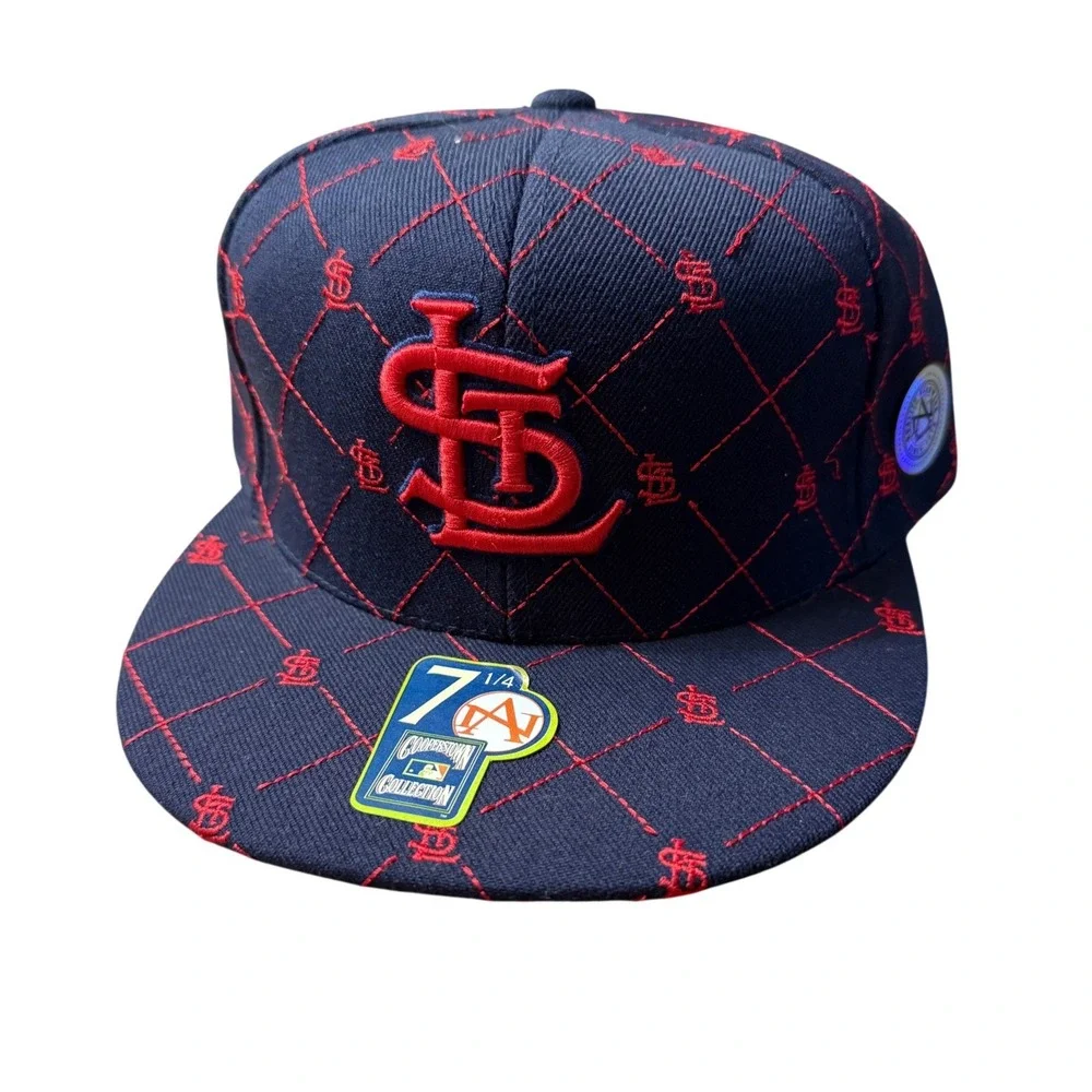 St Louis Cardinals Hat Mens 7 1/4 Navy Quilted‎ Fitted MLB American Needle AOP